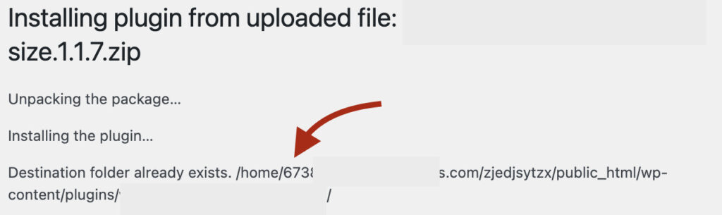 Installation failed destination folder already error message